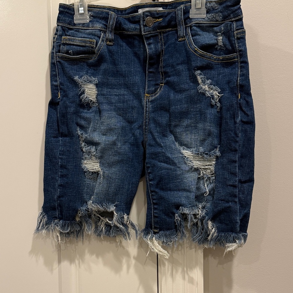 Cello Distressed Denim Shorts - Blue